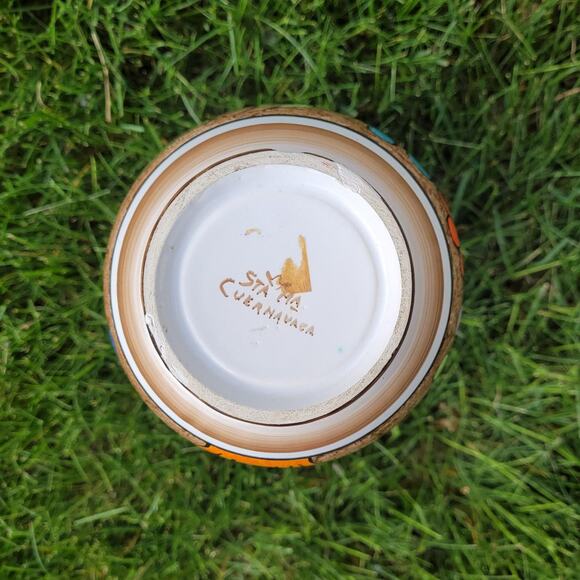 Hand Painted Folkart Floral Ceramic Vase with Birds 8 inch Cuernavaca Mexico - Picture 4 of 4